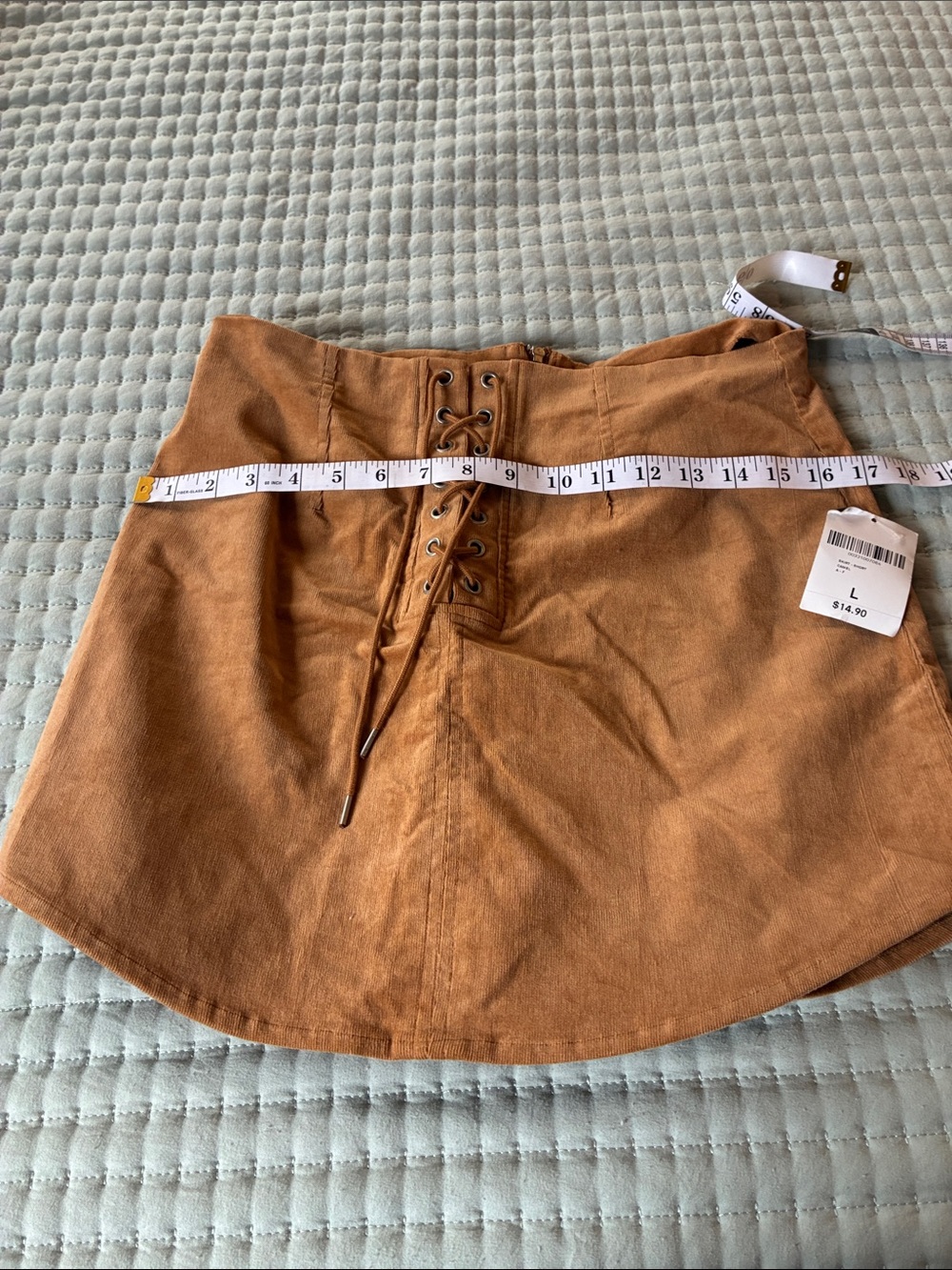 Lace-Up Suede Mini Skirt in Camel Forever 21